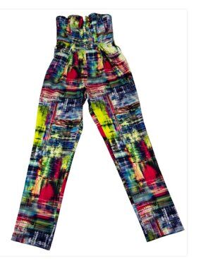 Mustard Seed Strapless Jumpsuit Abstract Multi-Color Graphic Art Deco